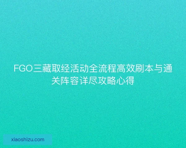 FGO三藏取经活动全流程高效刷本与通关阵容详尽攻略心得