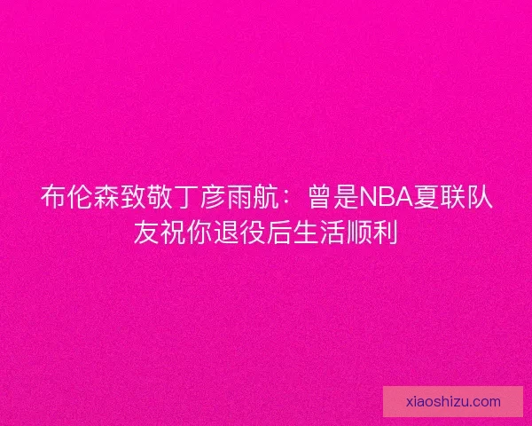 布伦森致敬丁彦雨航：曾是NBA夏联队友祝你退役后生活顺利