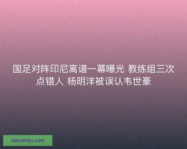 国足对阵印尼离谱一幕曝光 教练组三次点错人 杨明洋被误认韦世豪